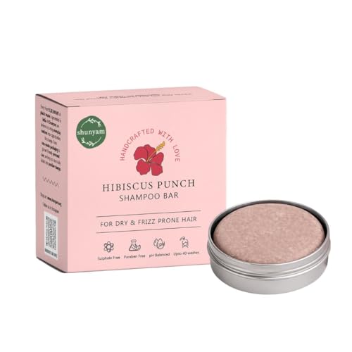 Image of Shunyam All-Natural Shampoo Bar for Dry & Frizzy Hair | Hibiscus Punch | Sulphate Free & Gentle Formula | Eco-Friendly, Sustainable & Plastic-Free | Comes in Travel-Friendly Tin Box | 70g