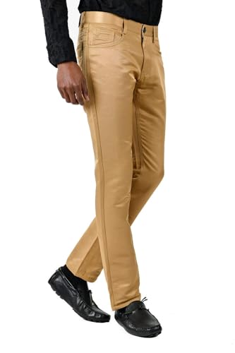 Barabas Men's Shiny Solid Color Chino Casual Pants 26052