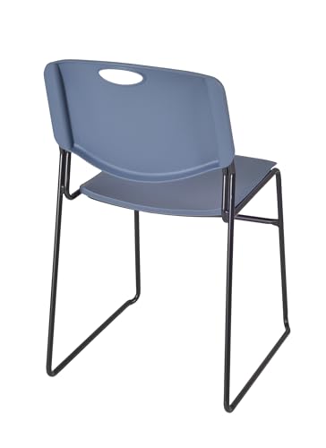 Image of Regency Kobe 72 x 24 in. Mobile T-Base Training Table- Maple, 2 Zeng Stack Chairs- Blue