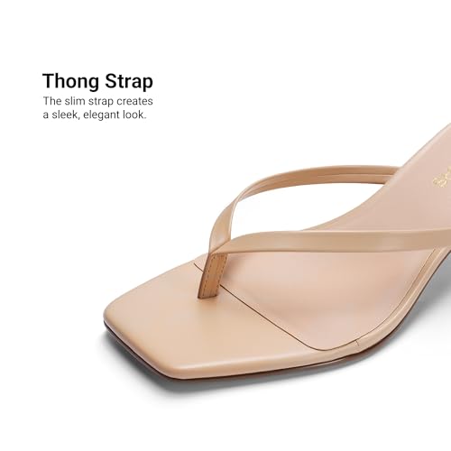 Image of DREAM PAIRS Kitten Heels for Women Flip Flop Low Heels Square Open Toe Sandals Thong 1.97 Inch Heeled Sandals for Summer Vacation
