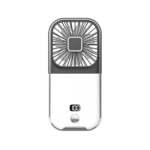 Lvaqx Ventilador portátil, enfriador de mano para exteriores, equipo de refrigeración no inductivo portátil para verano, soporte para teléfono celular con pantalla de visualización para viajes (negro