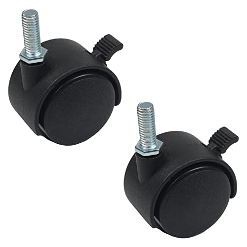 MroMax ネジ式キャスター 4個入り PP製 スイベルキャスター 360度回転 台車キャスター 交換 ブレーキ付 交換タイヤキット 自在 家具 サイドテーブル 椅子 キャスター交換 キャスターホイール ホイール径40mm ネジ径8mm 最大荷重15kg ブラック