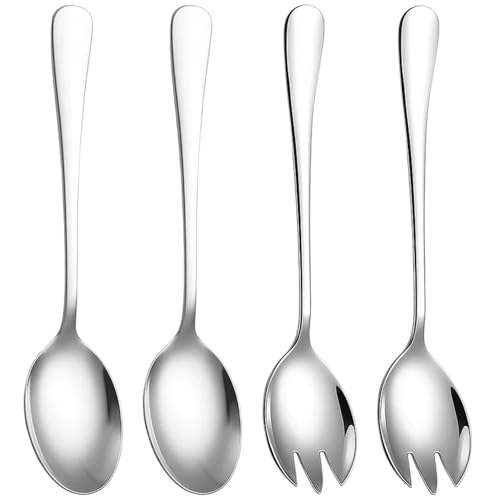 Yuwnd Salatbesteck Edelstahl, Salat Besteck Set 4-teilig, Salatlöffel und Gabel aus rostfreiem Stahl, Küchenutensilien für Salat, Pasta und mehr