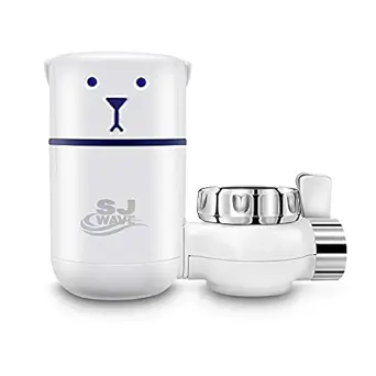 SJ WAVE Water Faucet Filter System - Water Faucet Filter Purifier Faucet Mount Water Filter for Sink,320-Gallon Capacity of Water Filter for Sink (White, Bear Shape)