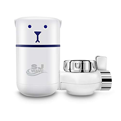 SJ WAVE Water Faucet Filter System - Water Faucet Filter Purifier Faucet Mount Water Filter for Sink,320-Gallon Capacity of Water Filter for Sink (White, Bear Shape)