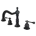 Kingston Brass KS1975BL Heritage Widespread Lavatory Faucet with Brass Pop-Up Drain, Oil Rubbed Bronze