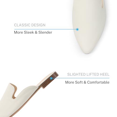 Image of MUSSHOE Women's Pointed Toe Mule Flats: Comfortable Lightweight Slip On Backless Loafers with Memory Foam for Office Work & Dressy Casual Wear