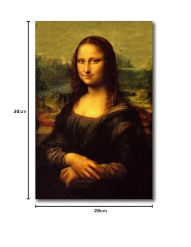 Image of Sikhash Leonardo da Vinci Canvas Paintings | Mona Lisa Renaissance Portrait Art | Famous Artist Paintings Collection for Home | 12x8 Inches Unframed