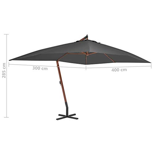 GOTOTOP parasol hangscherm UV-bescherming tuinscherm met zwengel parasol voor terras 400 x 300 x 285 cm - Afbeelding 4