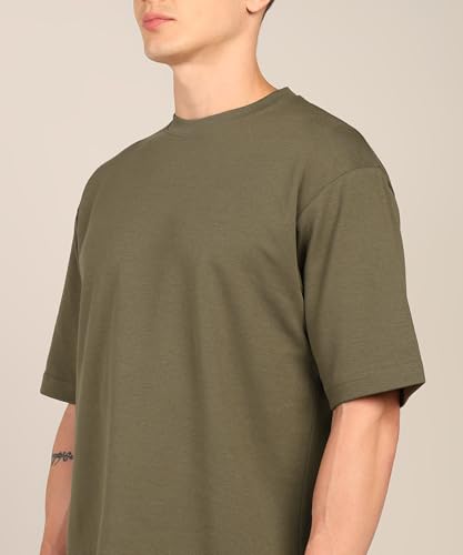 Image of Alan Jones Clothing Men's Oversized Solid T-Shirt | Premium Heavy Fabric | Crew Neck Casual Wear