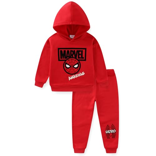 La Mejor Selección de Rojo marvel Top 10. 37 Marvel Spider-Man - Conjunto de sudadera con capucha y pantalones para niños grandes, Rojo -, 4