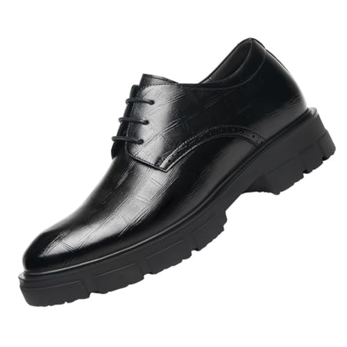 Men's Elevator Shoes Comfortable Business Oxford Shoes with Height Increase Insoles Lace Up Office Business Shoes