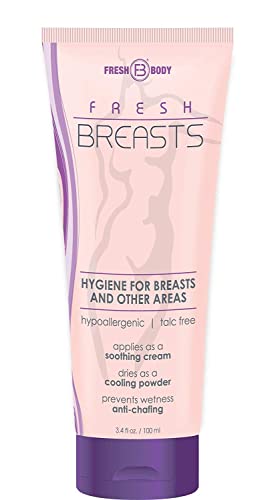 Fresh Body Fb - Fresh Breasts Anti-Chafing Lotion, 3.4 Fl Oz And 0.07 Fl Oz On-The-Go Travel Size Packet (15 Pack) - Soothing Lotion To Powder For Women - Aluminum-Free, Talc-Free #TOP1