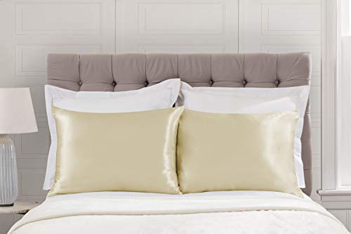 Image of BLISSFORD Luxury Satin Pillowcase for Hair - Standard Satin Pillowcase with Zipper, Ivory (1 per Pack)