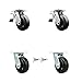 Rubber on Cast Iron Swivel Top Plate Caster Set 4 w/6" x 2" Black Wheels-Includes 2 Swivel with Total Lock Brakes&2 Swivel with Bolt on Swivel Locks-1800 lbs Total Capacity- Service Caster Brand