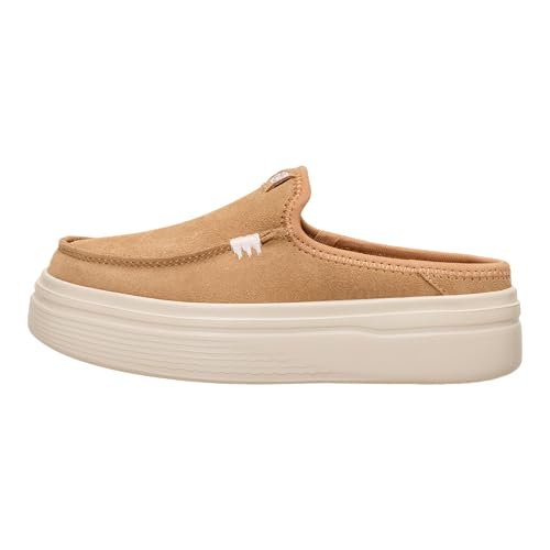 HEYDUDE Girl's Youth Austin Lift Classic Slip On Shoe, Tan Size 4 | Suede Platform Mule | Lightweight Easy On Flexible Outsole - image 1