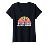 Womens Sunshine and Shuffleboard V-Neck T-Shirt