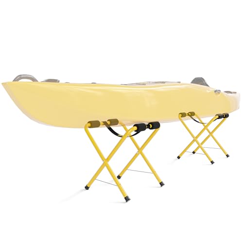 Bonnlo Portable Kayak Storage Rack Foldable Kayak Stand Aluminum Freestanding Storage Rack Accessories for Kayaks Canoes & SUP Paddle Boards 150 lbs Capacity No Assembly