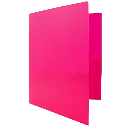 JAM-PAPER-Heavy-Duty-Plastic-2-Pocket-Extra-Tough-School-Folders-Fuchsia-Hot-Pink-6Pack