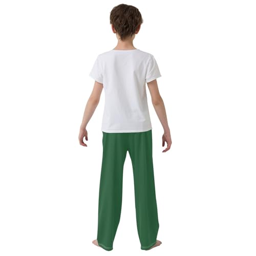 ZZXXB Navy Green Boys Long Pants Soft Trousers Elastic Waist Kids Lounge Bottoms with Pockets S-XL3