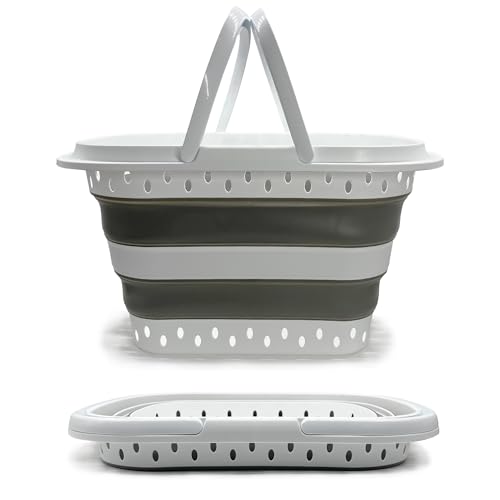 Cesto Plegable de Colada 32L CIA&CO, Cesta de Ropa Plegable de Silicona con Asas, Compacta y Portátil, Ahorra Espacio, para Lavandería, Camping, Cocina, Fregadero y Limpieza