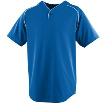 Youth Wicking One-Button Baseball Jersey - Royal/White - Medium