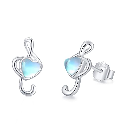 Butterfly/Music Notes Earrings 925 Sterling Silver Moonstone Stud Earrings Hypoallergenic For Sensitive Ears Butterflies Music Notes Jewelry Gifts For Women Music Lovers Teacher #TOP14