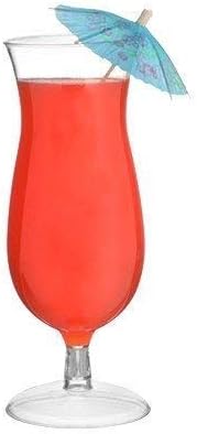 Elegant Reusable Hard Plastic Hurricane Pina Colada Reusable Cocktail Glasses - 400ml (14oz) - 5 Pieces