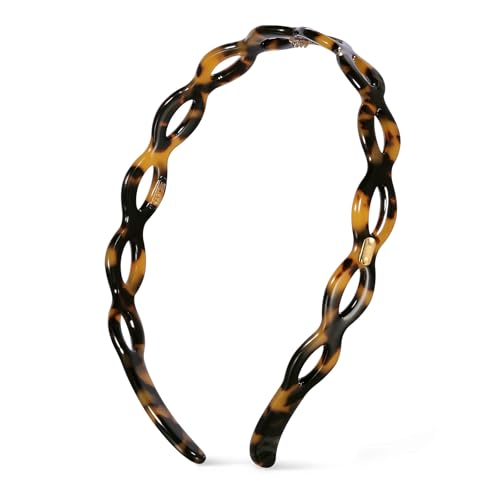 Thin Acetate Resin Hair Band for Eyewear, Non Slip Headbands for Women, Lightweight and Stylish Design, Ideal Gift for Daily or Formal Looks (Black, 4.5" x 0.4") Black 1 Count (Pack of 1)