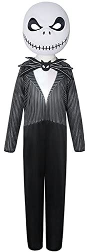 Deleventh Jack Skellington Déguisement Enfant Cosplay Film Squelette Marié Imprimés Body une Pièce Smoking et Accessoires 2 pièces Set pour Garçon Halloween Fête Fancy Carnaval Cadeau Dress Up 2-9 ans Cover