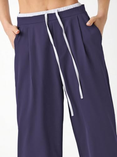 Image of Leriya Fashion Women High Waist Wide Leg Trousers | Summer Stretch Poly Lycra Palazzo Pants | Casual, Office & College Outfits | Flared Korean Style | Available in Sizes 28 to 38