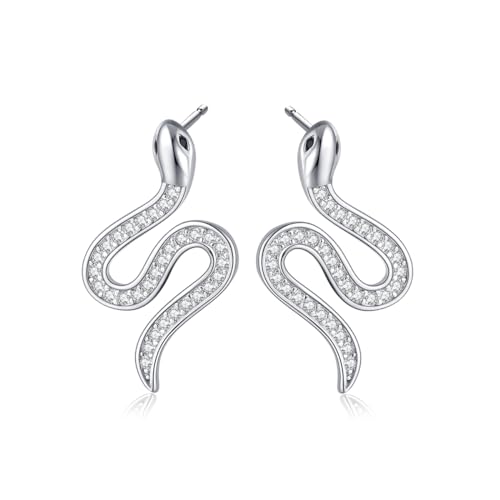 Pendientes de serpiente de plata antialérgicos para orejas sensibles
