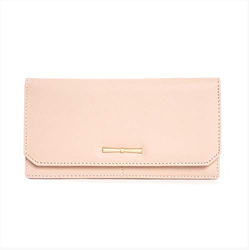 Preisvergleich Produktbild Frauen Lange Brieftasche weiblichen Kartentasche Brieftasche Damen Geldbörse und Geldbörse Reißverschluss Dünnschliff Slim Bogen Lampe Dame 19X9.6CM Rosa