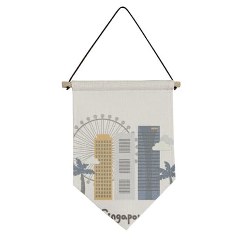 Drapeau en toile Singapour Flyer et buildings muraux