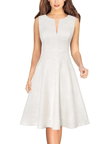 VFSHOW Womens Elegant Front Zipper Slim Work Business Office Party Cocktail Skater A-Line Dress