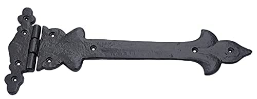Image of Adonai Hardware Adonijah Antique Cast Iron Strap T Hinge (12 inch X 2 Pack, Matte Black) for Barn Doors, Gates, Shutters, Garages, Wooden Box, Fences, Sheds, Furniture, Chest and Trunks