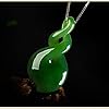 yigedan Natural Green Jade Maori Style Double Twist Pendant Necklace, Gemstone, Amber #2