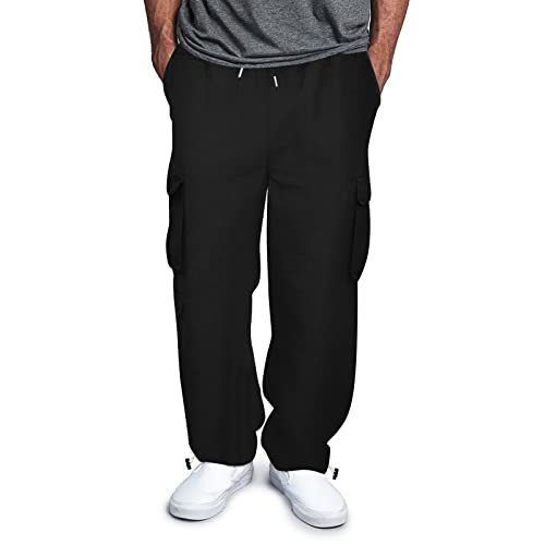 Pantalones de trabajo para hombre, ligeros, para correr, senderismo, atletismo, entrenamiento, con bolsillos, Negro, L