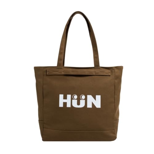 Sac fourre-tout en toile café à fermeture éclair pour femme
