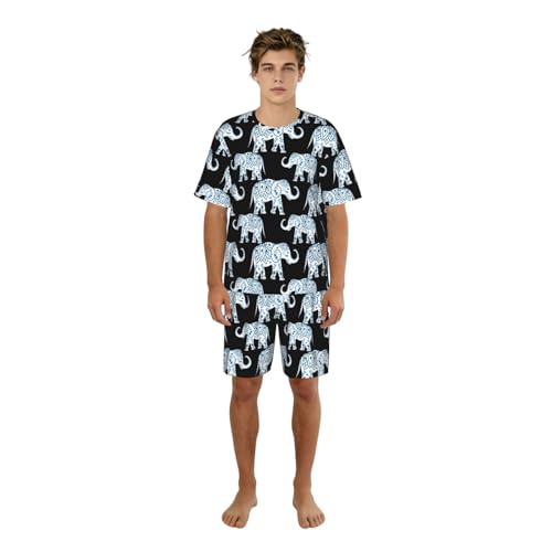 Pijama de elefante de dos piezas transpirable y ropa de dormir suave con bolsillos