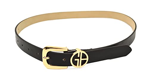 Giani Bernini Womens Designer Logo Keeper Belt Black Medium w 34