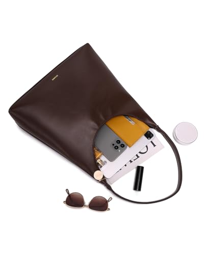 Bolso Hobo de Cuero Vegano para Mujer, Mediano, con Cierre miniatura 6