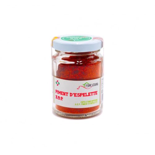 Piment d’Espelette A.O.P. 40g im Glas - feiner Chili aus Frankreich - handgeerntete baskische Spezialität - Ferme Atxania - für Fleisch, Fisch, Gemüse & Desserts