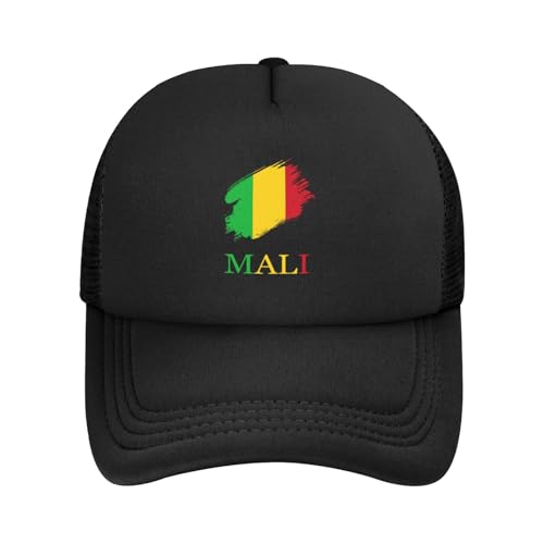 amazingtr Casquette de baseball unisexe en maille avec drapeau malien du Mali pour adulte - Chapeau de camionneur amusant pour papa - Casquette de pêche réglable - Cadeau pour homme et femme - Noir,