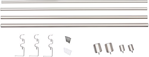 Image of AmazonBasics 1 inchW Double Extendable TensionCurtain Rods with Cap Finials Set, 36 inch to 72 inch, Nickel