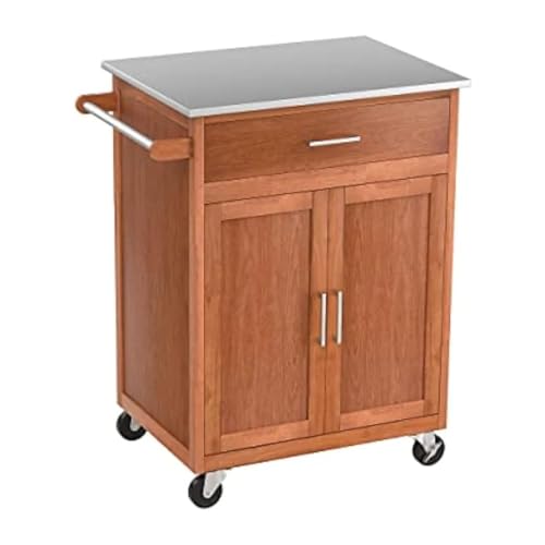 Carrito de cocina de granja con cajón grande y carrito rodante de acero inoxidable