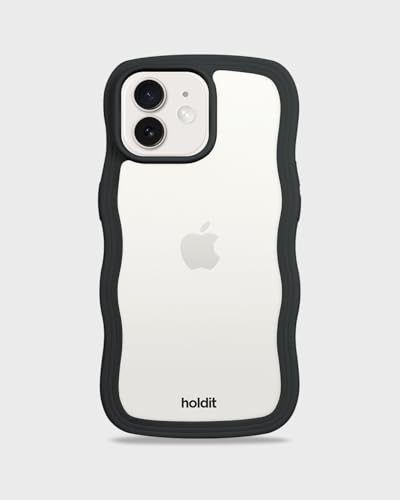 Holdit �ϏՌ� �X�}�z�P�[�X (iPhone 12 12Pro / �X�^�C���b�V�� �u���b�N/�N���A�^�C�v) ���{���㗤���f�� �X�}�z �P�[�X �J�o�[ �Ȃ݂Ȃ� �E�F�[�u (�Ռ��z��/TPU/���C�����X�[�d�\) iphone�P�[�X