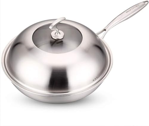 Wok de acero inoxidable 34 cm con tapa y mango miniatura 1