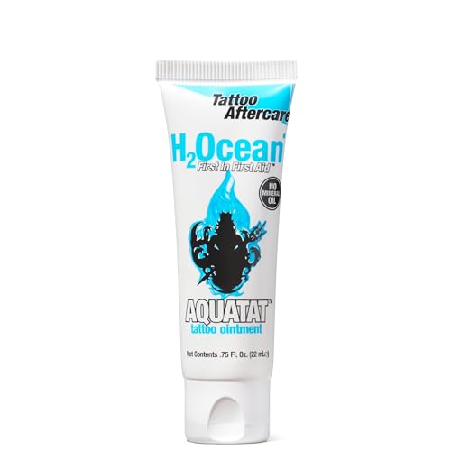 H2Ocean Aquatat Tattoo Healing Ointment - Tattoo Aftercare Cream for Tattoo Supplies - Fragrance- & Dye-Free Tattoo Care Ointment with Vitamins A & B - 0.75 oz