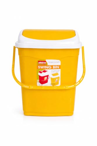 Image of ARISTO Small Plastic Swing Dustbin,16 Ltr Yellow